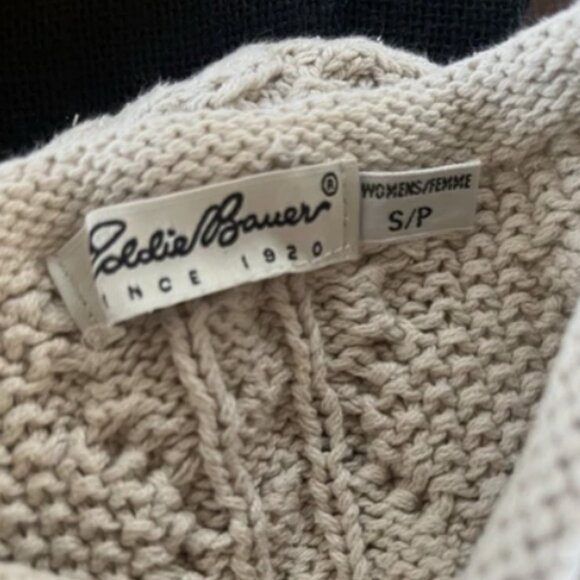 Vintage Eddie Bauer Cotton Cream Mock Neck Sweater Size S/P Like New - Picture 4 of 5